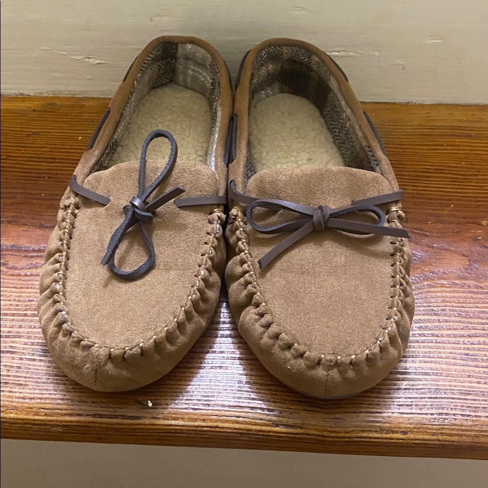 New Brown Suede Moccasin Slippers size 2